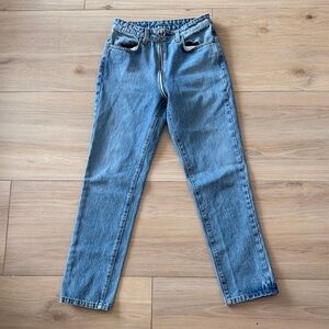 Carmar Denim Women Exposed Front Zip Straight Leg High Rise Jeans Blue Size 25